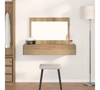 Ordellia Tavolino da toeletta in legno marrone, 100 x 40 x 70 cm, con specchio piatto e 1 cassetto, vano portaoggetti per trucchi, toeletta per camera da letto, toeletta moderna