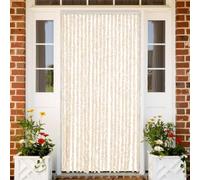 Ordellia Tenda antimosche beige e bianca 90 x 200 cm in ciniglia per porta, zanzariera per balcone e terrazza, area finestra, leggera, silenziosa, con ganci