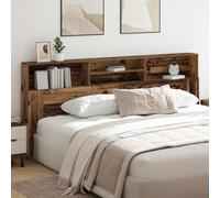 Ordellia Testata del letto in legno vecchio e ingegnerizzato per camere moderne con supporto da parete e mensole integrate, ideale per relax e decorazione in spazi cittadini