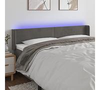 Ordellia Testiera a LED Grigia in Velluto 183x16x78/88 cm con Supporto Regolabile per Camera da Letto Matrimoniale o Singolo, Decorazione per Relax e Lettura