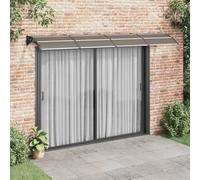 Ordellia Tettoia per porta, nera, 350 x 100 cm, in policarbonato con aste in alluminio e supporti in ABS, per balcone, terrazza, giardino, come protezione dalla pioggia e dal sole, con tettuccio