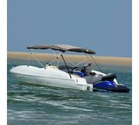 Ordellia Top Bimini a 4 Bow con pannelli laterali in rete, in poliestere 600D con rivestimento in PU, protezione UV, impermeabile, antistrappo, 243 x 185 a 198 x 137 cm, per porto marina e rimorchio