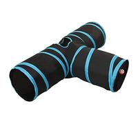 Ordellia Tunnel per gatti a 3 vie, nero e blu, 90 cm, in poliestere, tenda da gioco e tunnel da gioco per gatti, con foro di visualizzazione, carta scoppiata, telaio in acciaio, pieghevole, con borsa
