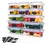 Ordeluxe 12 Contenitori Ermetici per Alimenti, 6 x1 L + 6 x 500mL, Senza BPA, 100& Ermetica, Portatile