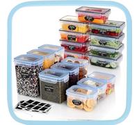 Ordeluxe 18 Contenitori Ermetici per Alimenti,scatola ermetica per alimenti, scatola alimentare in plastica per cucina, conservazione degli alimenti per farina, cereales