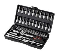 Ordeluxe 46 pcs Cr-V Set chiavi a cricchetto,Set chiavi a bussola,Chiave a cricchetto con 72 denti Cricchetto 1/4".Chiave dinamometrica auto cromata e lucidata a specchio,adatto a tutte le riparazioni