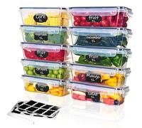 Ordeluxe Set 10 contenitori per alimenti 1L, ermetici e senza BPA, impilabili e lavabili in lavastoviglie, contenitori per congelatore e microonde, ideali per meal prep e cucina