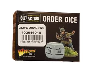 ORDER DICE olive drab BOLT ACTION set di 12 dadi comando WARLORD GAMES verdi