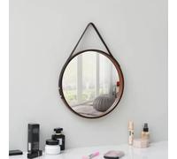 Ordic Specchio da Parete Grande per Parete, Cinturino in Pelle Pu Lo Specchio Hagig, Specchio da Parete Piccolo con Cornice in Metallo con Cinturino per Bagno Camera da Letto Dressi, Red Brown