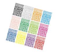 ordinarYone 12 fogli di adesivi con lettere e numeri, multicolore, per segni, album dei ricordi e decorazioni