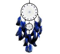 ordinarYone Acchiappasogni ornamento da appendere con perline scure e nappe piumate per decorazioni da parete per auto o casa