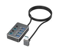 ordinarYone Adattatore USB a 4 porte con interruttori LED indipendenti per ogni porta, tra cui USB 3.0 a 5 Gbps e USB 2.0 per vari dispositivi