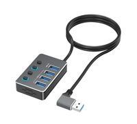 ordinarYone Adattatore USB a 4 porte con interruttori LED indipendenti per ogni porta, tra cui USB 3.0 a 5 Gbps e USB 2.0 per vari dispositivi