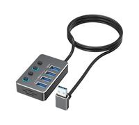 ordinarYone Adattatore USB a 4 porte con interruttori LED indipendenti per ogni porta, tra cui USB 3.0 a 5 Gbps e USB 2.0 per vari dispositivi