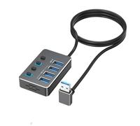ordinarYone Adattatore USB a 4 porte con interruttori LED indipendenti per ogni porta, tra cui USB 3.0 a 5 Gbps e USB 2.0 per vari dispositivi