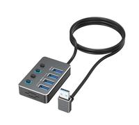 ordinarYone Adattatore USB a 4 porte con interruttori LED indipendenti per ogni porta, tra cui USB 3.0 a 5 Gbps e USB 2.0 per vari dispositivi