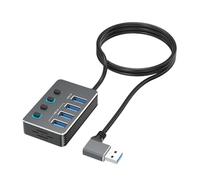 ordinarYone Adattatore USB a 4 porte con interruttori LED indipendenti per ogni porta, tra cui USB 3.0 a 5 Gbps e USB 2.0 per vari dispositivi
