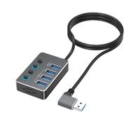 ordinarYone Adattatore USB a 4 porte con interruttori LED indipendenti per ogni porta, tra cui USB 3.0 a 5 Gbps e USB 2.0 per vari dispositivi