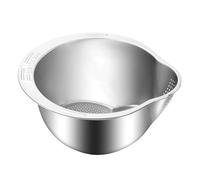 ordinarYone Ciotola d'acciaio di lavaggio e di drenaggio del riso con lo scolapasta laterale e la piccola ciotola del colino della grattugia per uso efficiente della cucina