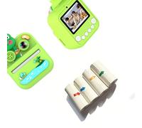 ordinarYone Confezione da 1 fotocamera digitale per bambini, con lenti in ABS, custodia protettiva per lettore di schede di memoria da 32 GB e 4 rotoli di carta fotografica