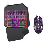 ordinarYone Tastiere e mouse da gioco a mano singola 40Keys USB Cord RGBs Retroilluminato da polso ergonomico feedback meccanici