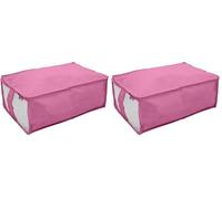 Ordinett Custodia coperte Blossom | Rosa| 46x60x25 cm | Lato trasparente (Confezione da 2)