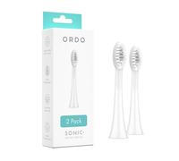 ORDO Testine di ricambio compatibili con spazzolino elettrico ORDO Sonic+, Sonic Lite e Edge, setole morbide, elemento lucidante in silicone, confezione da 2, colore: bianco