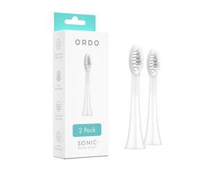 ORDO Testine di ricambio compatibili con spazzolino elettrico ORDO Sonic+, Sonic Lite e Edge, setole morbide, elemento lucidante in silicone, confezione da 2, colore: bianco