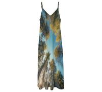 ORDOBO Abito Senza Maniche da Donna - Cielo della Foresta Abito Lungo da Spiaggia Ampio, Sexy con Spalline Sottili Regolabili, Taglie S-5Xl, Prendisole Vintage A Trapezio 2XL
