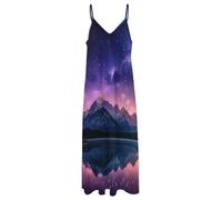ORDOBO Abito Senza Maniche da Donna - Cielo Stellato Viola Abito Lungo da Spiaggia Ampio, Sexy con Spalline Sottili Regolabili, Taglie S-5Xl, Prendisole Vintage A Trapezio 2XL