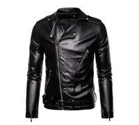 ORDOBO Giacca In Pelle Da Uomo - Giacca In Pelle Pu Calda Antivento A Maniche Lunghe Autunno Inverno Alla Moda Vestibilità Slim Taglia Grande Con Cerniera Capospalla Da Esterno Nero 3Xl