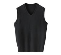 ORDOBO Gilet In Maglia Da Uomo - Moda Uomo Maglieria Top Maglione Gilet Taglie Forti Slim Morbido Confortevole Caldo Pullover Gilet Semplice Tinta Unita, Nero, 7Xl
