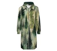 ORDOBO Lungo Felpa Donna con Zip Cappuccio Bella foresta Giacca calda e ampia a maniche lunghe con cappuccio e tasca in alto autunno inverno XXL