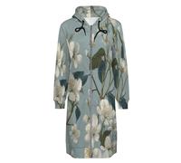 ORDOBO Lungo Felpa Donna con Zip Cappuccio bellissimi fiori Giacca leggera con cappuccio a maniche lunghe cappotto casual con tasca cardigan XXL