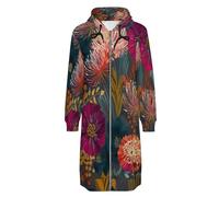 ORDOBO Lungo Felpa Donna con Zip Cappuccio Fiori colorati Felpa con coulisse a maniche lunghe vestibilità ampia giacca taglie forti con tasca soprabito L