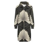 ORDOBO Lungo Felpa Donna con Zip Cappuccio Fiori geometrici Giacca casual a maniche lunghe con cappuccio e tasca taglie forti M