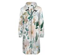 ORDOBO Lungo Felpa Donna con Zip Cappuccio fiori rosa Giacca casual a maniche lunghe con cappuccio e tasca taglie forti XXL