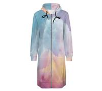 ORDOBO Lungo Felpa Donna con Zip Cappuccio Modello di nuvole Giacca calda e ampia a maniche lunghe con cappuccio e tasca in alto autunno inverno S