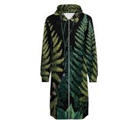 ORDOBO Lungo Felpa Donna con Zip Cappuccio Piante verdi Giacca leggera con cappuccio a maniche lunghe cappotto casual con tasca cardigan S