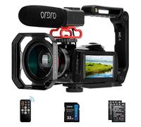 ORDRO Videocamera 4K WiFi Ultra HD Vlog Camera per YouTube, Visione Notturna IR Videoregistratore con Microfono, Obiettivo Largo, Paraluce, 2 Batterie