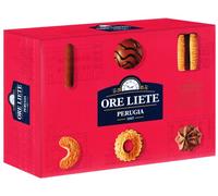 Ore Liete Perugia 1907, Scatola con Biscotti Assortiti Frolla, Latte e Cioccolato Pasticceria Finissima 450g