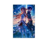 OREAUORN Sword Art Online - Poster decorativo da parete su tela, motivo: Kirito & Asuna, decorazione artistica da parete per soggiorno, camera da letto, 50 x 75 cm, senza cornice