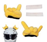 Orecchie Da Casco | Decorazione A Mano Gialla Con Gesti Divertenti - Casco da Donna,Per Donne, Amici, Adolescenti, Motociclisti, Idee Regalo Divertenti Per Chi Guida La Moto