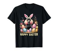 Orecchie da coniglietto con barboncino Happy Easter Day Maglietta