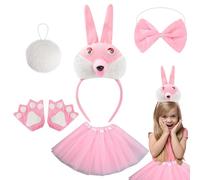 Orecchie da coniglio di Pasqua, costume da coniglio per bambini - orecchie da coniglio e coda, Cosplay da coniglio regolabile per Pasqua Halloween Christmas, per feste confortevoli
