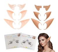 Orecchie da Elfo,6 paia Orecchie da Fata,Orecchie a Punta in Lattice,con Gemma Viso Gioielli Adesivi,per cosplay,Halloween,Carnevale,festa di Natale Decorazioni in Maschera,3 Taglie