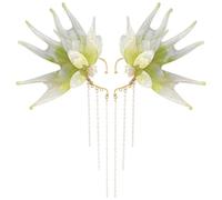 Orecchie da Elfo per Donna 1 Paio di Orecchie da Fata Mistica con Perle di Perle Eleganti Polsini per di Formato Libero Non Foranti per Halloween, Cosplay, Costume, Fata