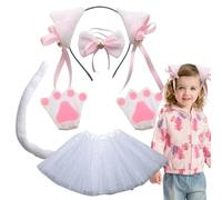 Orecchie di gatto e gioco di coda Bambini - Costume da gatto in e nero Gioco per bambini - Cats and Tail Set Kids Cat Costume 3d Animal Performance Party Coster Cosplay Compleanno