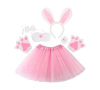 Orecchie E Coda Di Coniglio | 6 Pezzi Set Morbido Peluche Rosa,Accessorio Per Costume Di Pasqua,Per Capodanno Feste Quotidiane Interni Esterni Compleanno San Valentino
