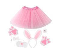 Orecchie e coda di coniglio | Kit fotografico in peluche rosa morbido in 6 pezzi, costume per coniglio pasquale per bambini, per Capodanno uso quotidiano interno ed esterno vacanze compleanno casa San
